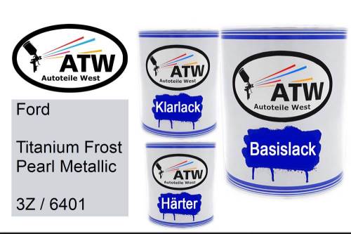 Ford, Titanium Frost Pearl Metallic, 3Z / 6401: 1L Lackdose + 1L Klarlack + 500ml Härter - Set, von ATW Autoteile West.